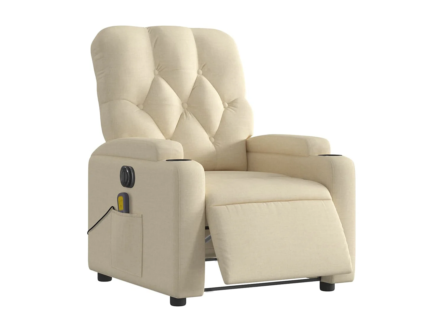 Fauteuil inclinable massant électrique crème tissu