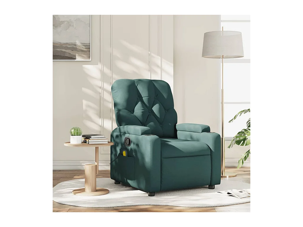 Fauteuil massant inclinable Vert foncé Tissu