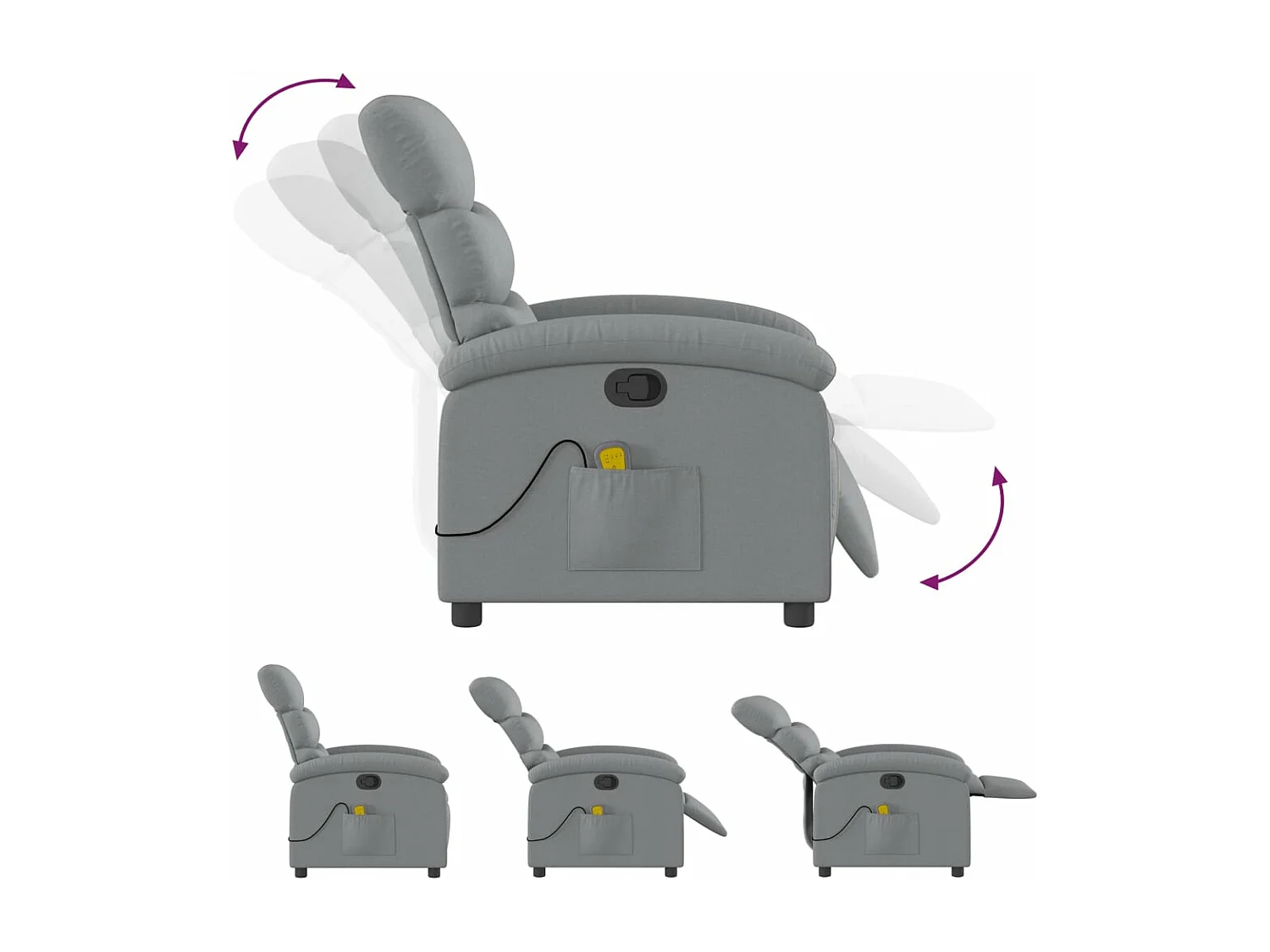 Fauteuil massant inclinable Gris clair Tissu