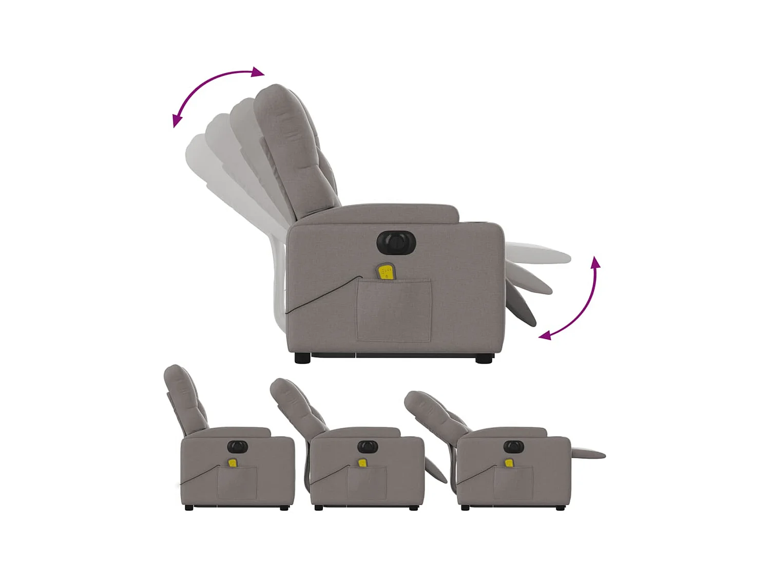 Fauteuil inclinable massant électrique Taupe Tissu