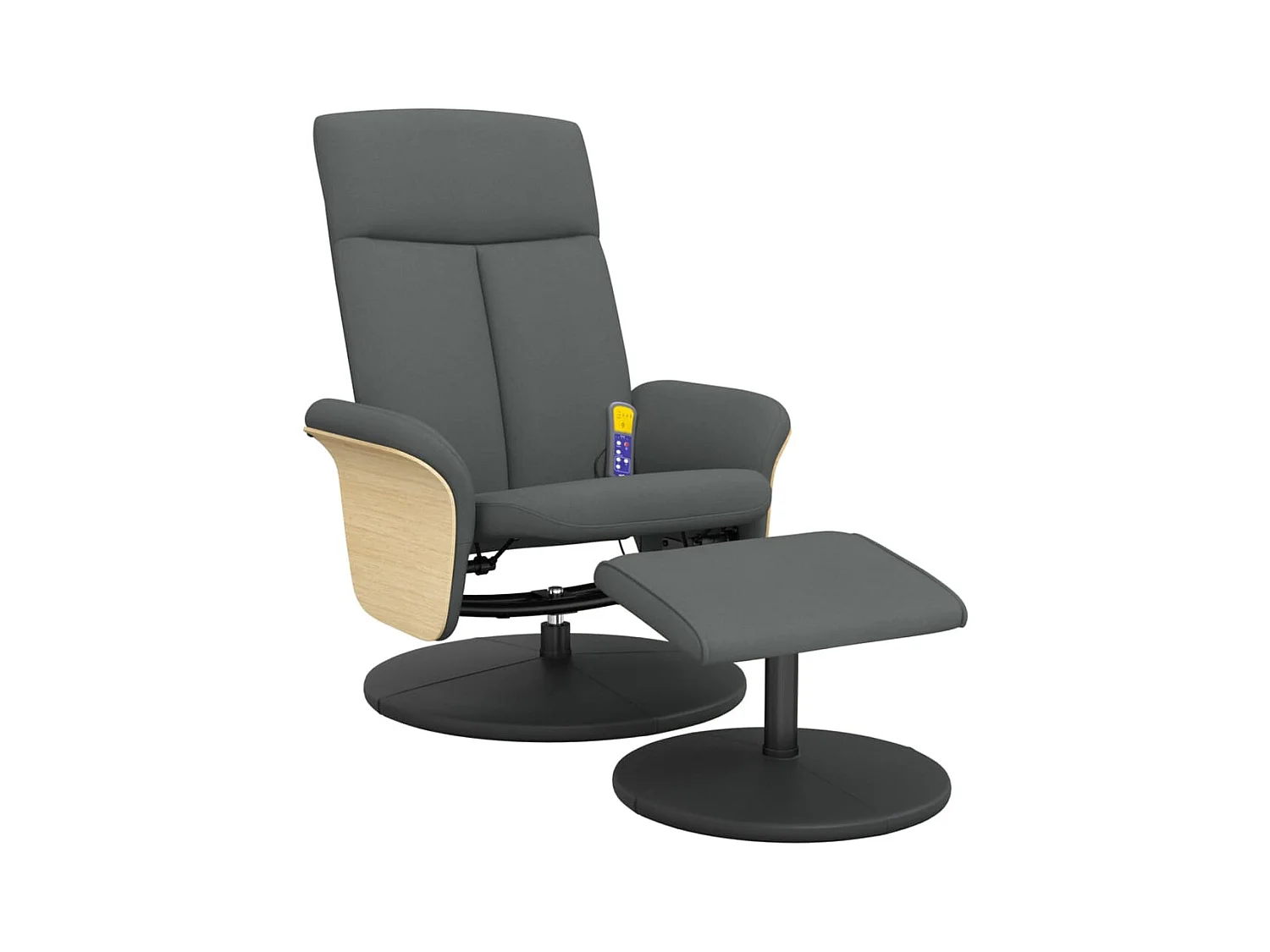 Fauteuil massant inclinable et repose-pieds gris foncé tissu