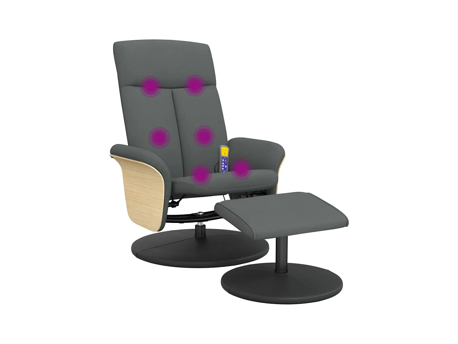 Fauteuil massant inclinable et repose-pieds gris foncé tissu