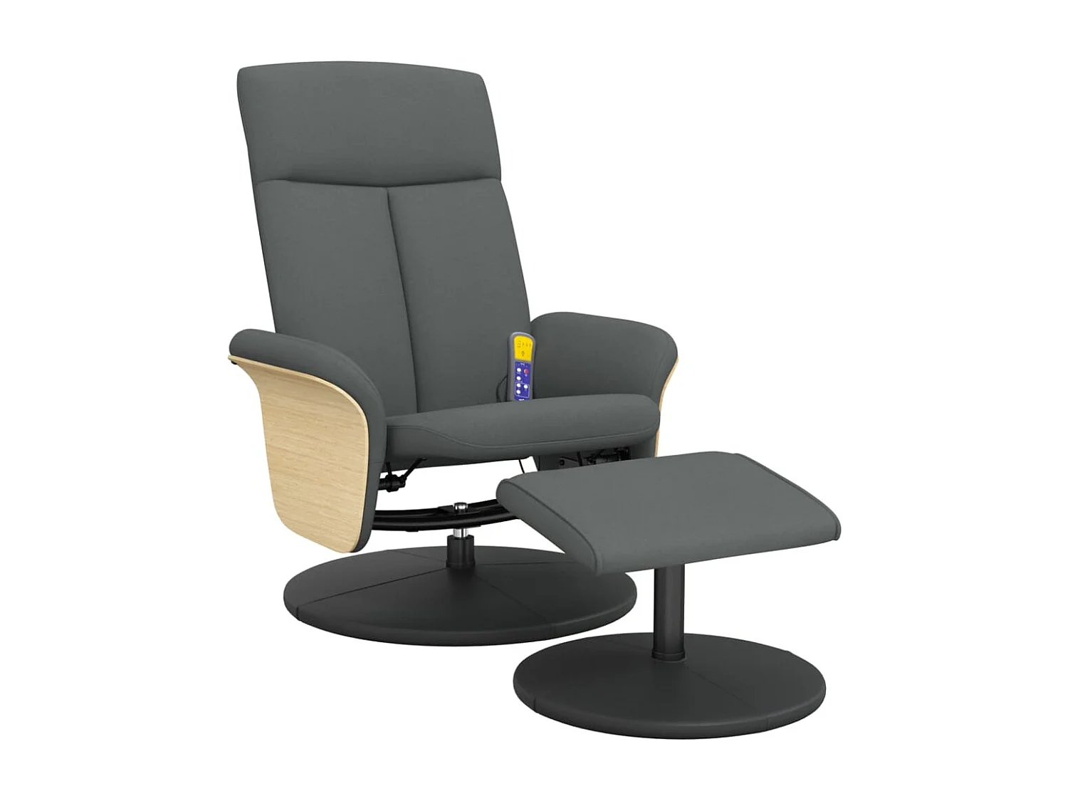 Fauteuil massant inclinable et repose-pieds gris foncé tissu
