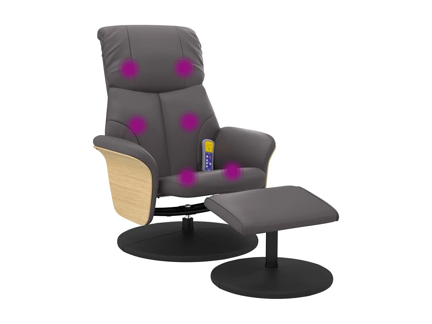 Cadeira massagens reclinável c/ apoio pés couro artif. cinzento