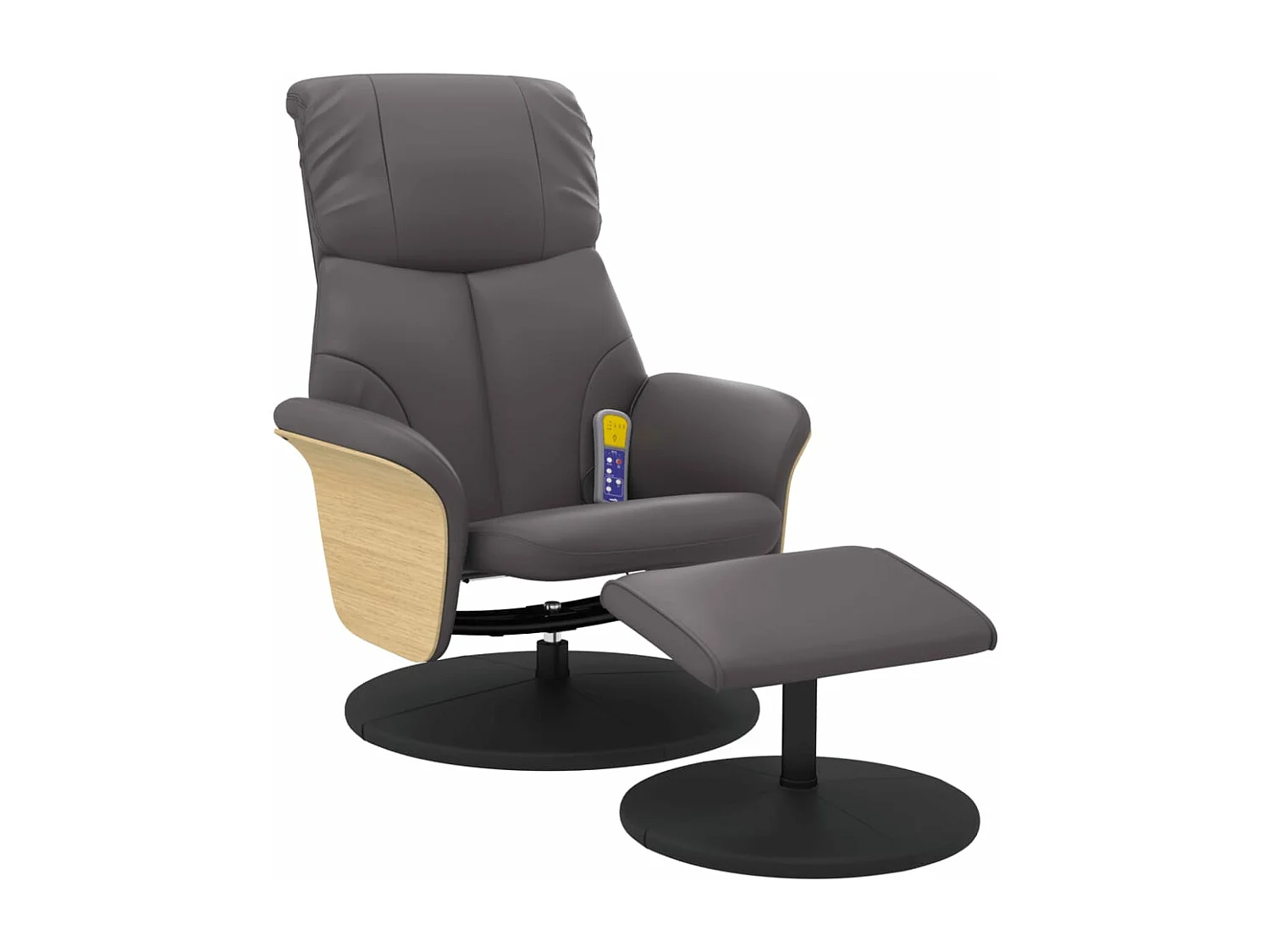 Cadeira massagens reclinável c/ apoio pés couro artif. cinzento