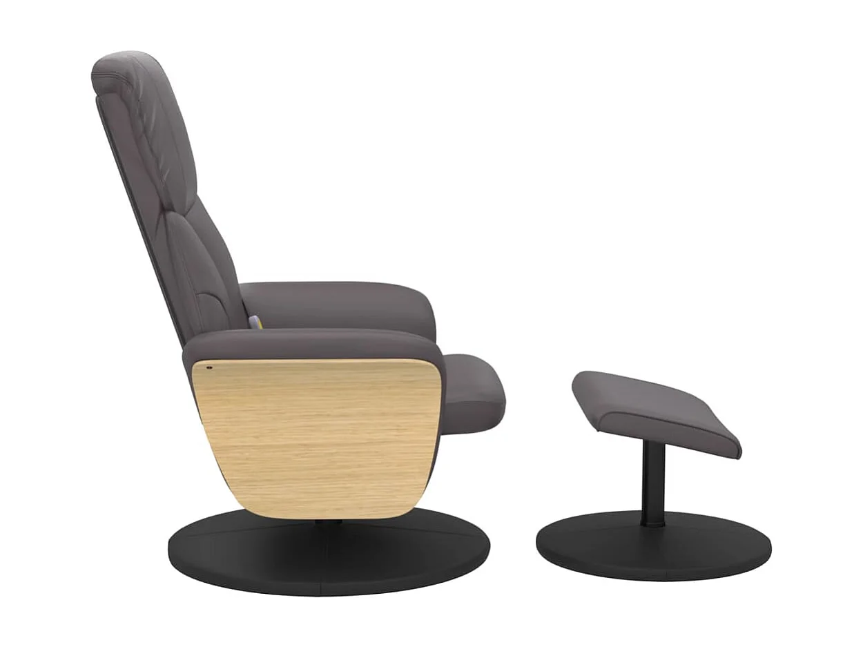 Cadeira massagens reclinável c/ apoio pés couro artif. cinzento