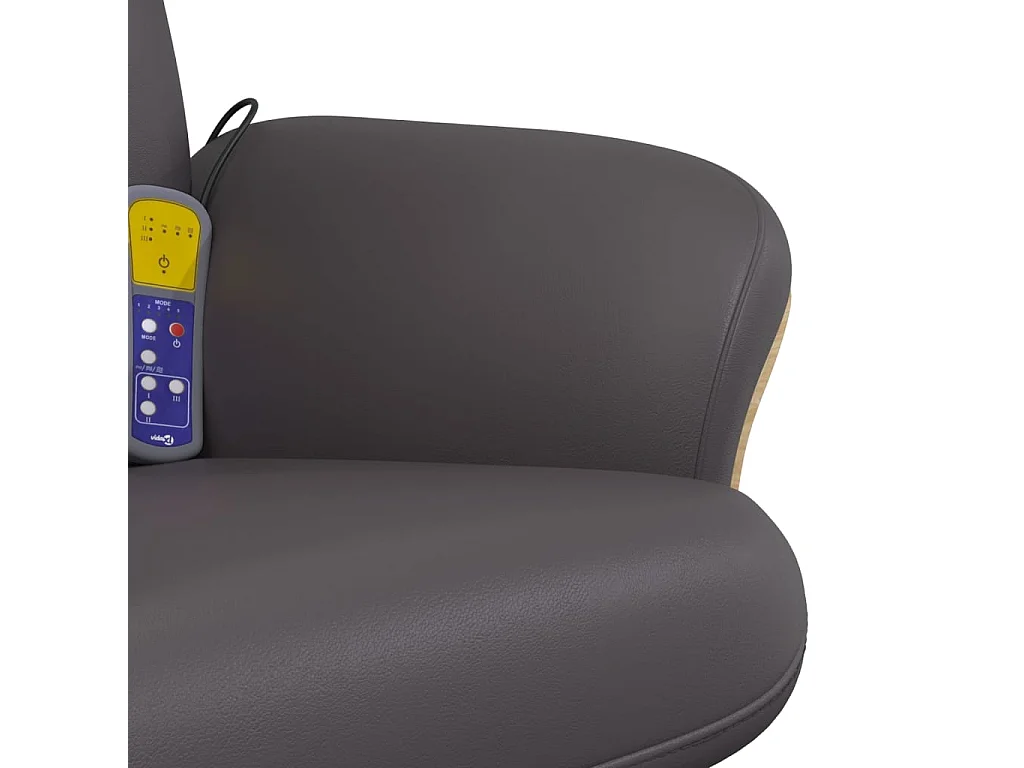 Cadeira massagens reclinável c/ apoio pés couro artif. cinzento