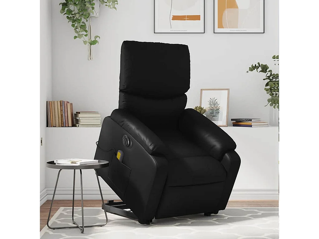 Fauteuil inclinable massant électrique noir similicuir