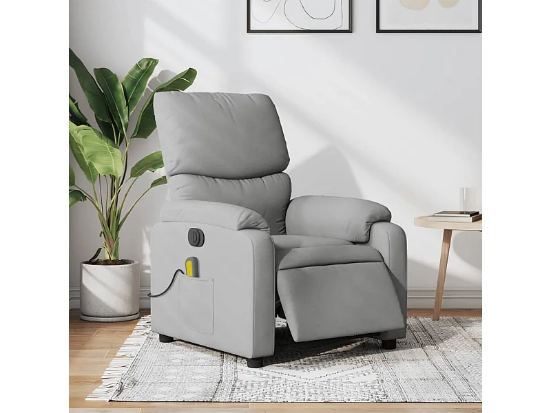 Fauteuil massant inclinable électrique gris clair tissu