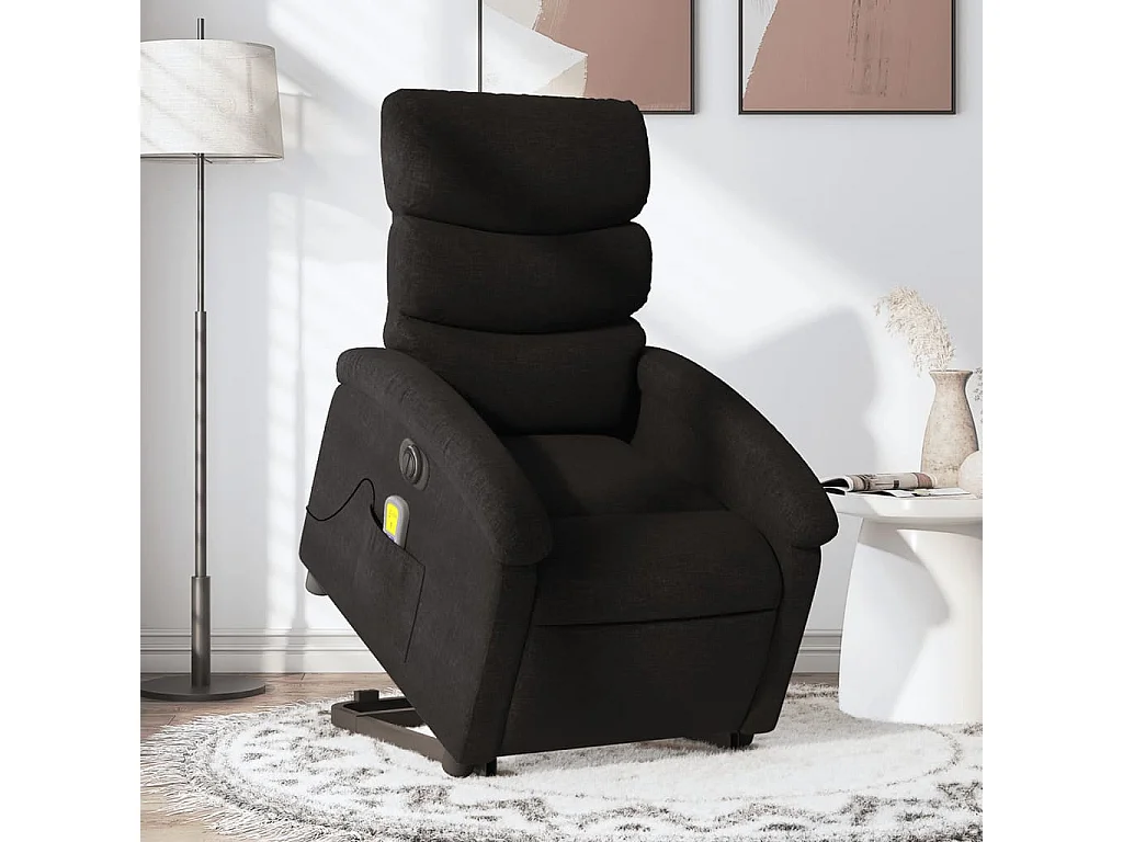 Sillón de masaje eléctrico reclinable elevable tela negro