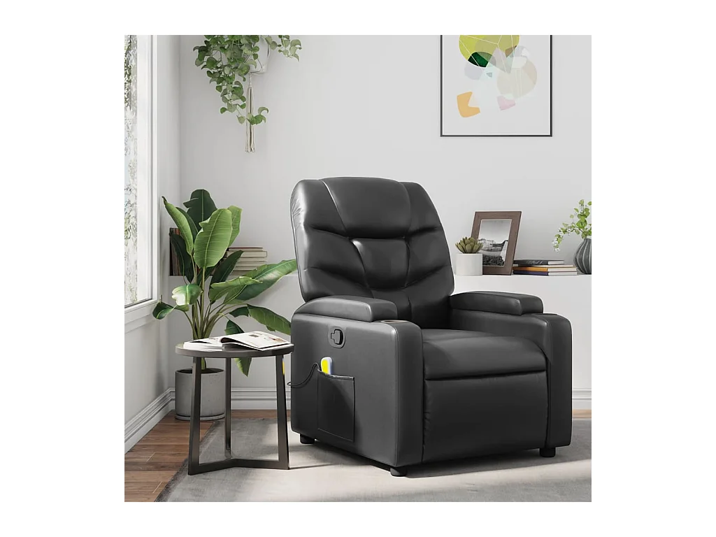 Fauteuil massant inclinable Noir Similicuir