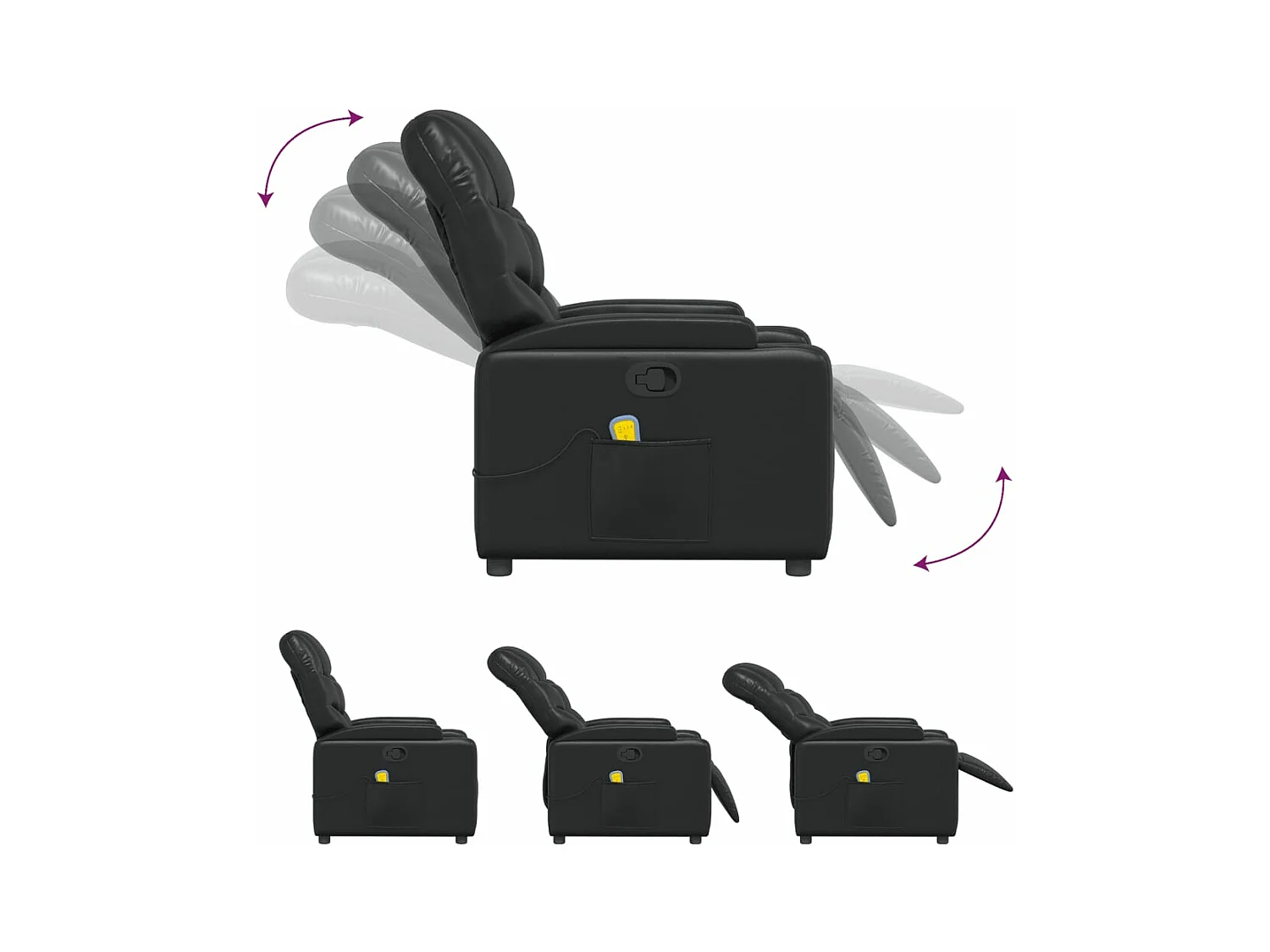 Fauteuil massant inclinable Noir Similicuir