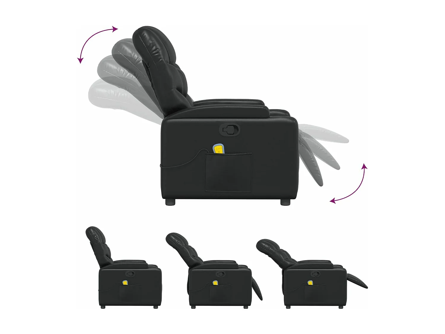 Fauteuil massant inclinable Noir Similicuir