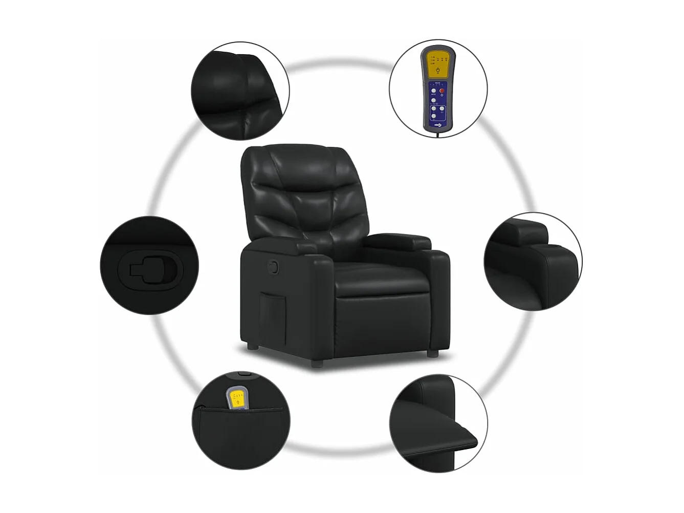Fauteuil massant inclinable Noir Similicuir