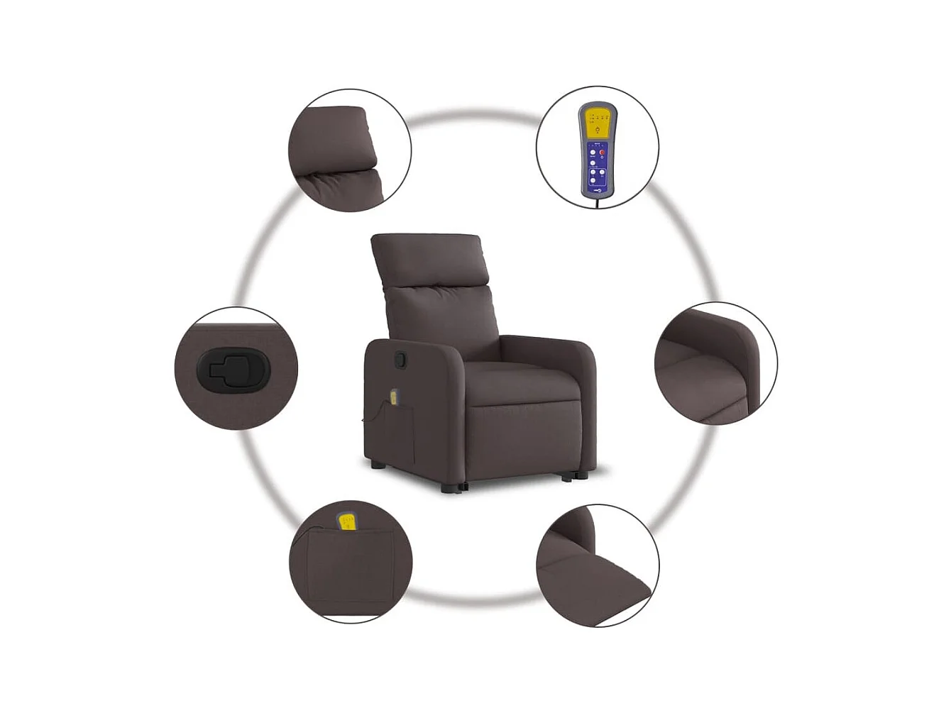 Fauteuil inclinable massant Marron foncé Tissu