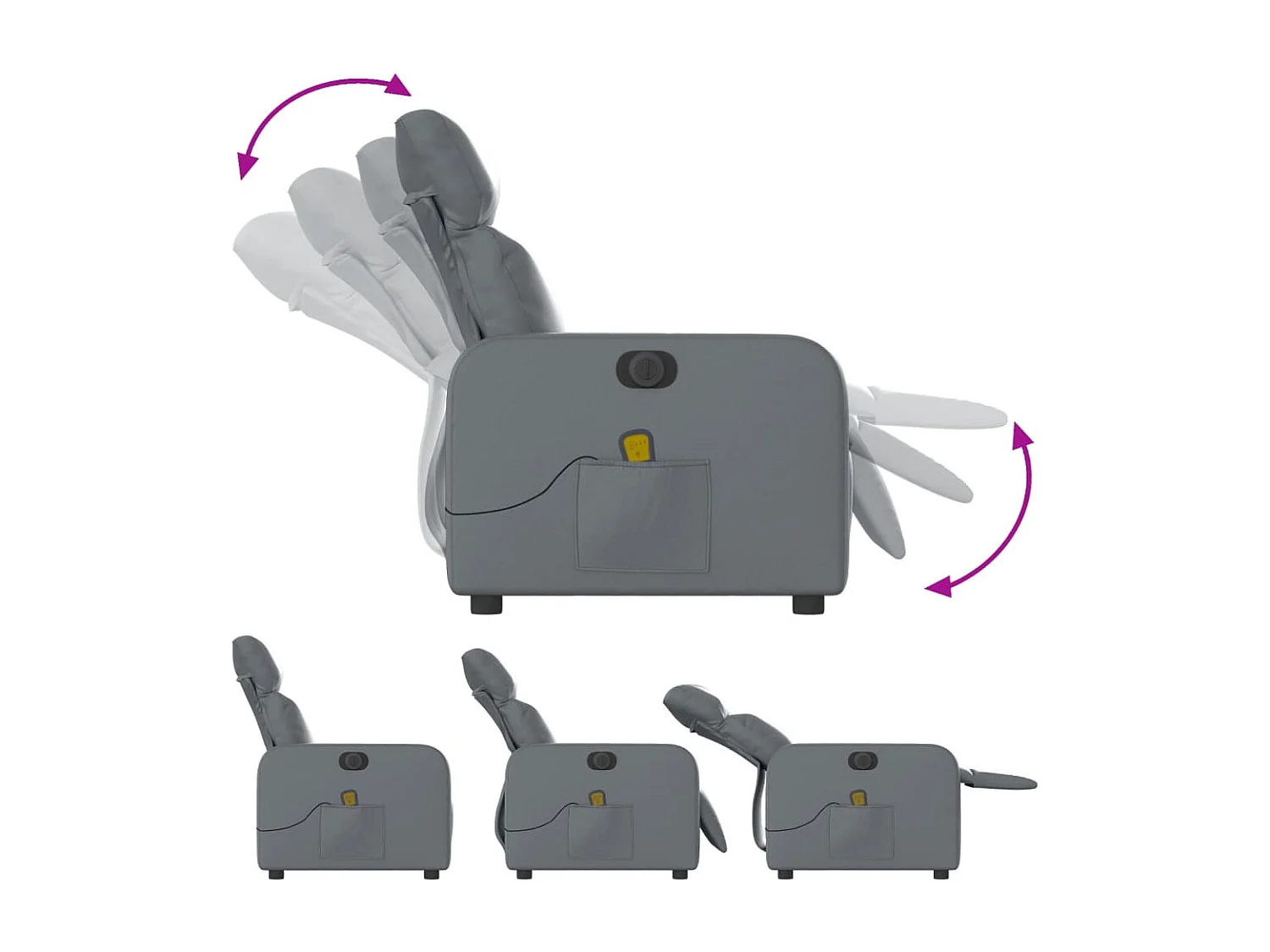 Fauteuil massant inclinable électrique gris similicuir