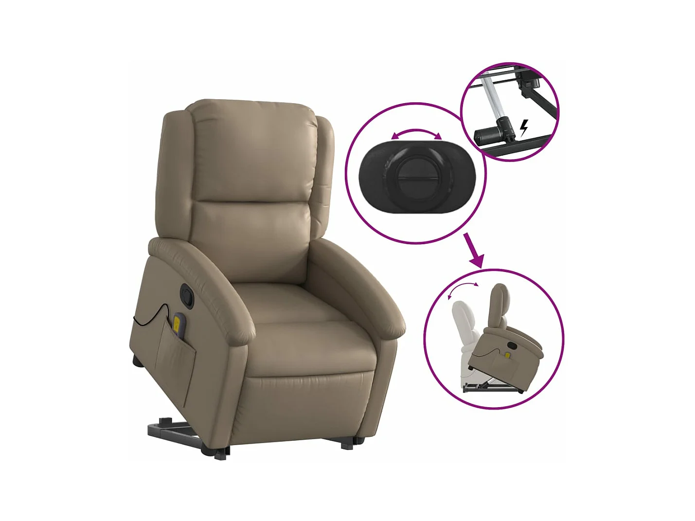 Fauteuil inclinable massant Cappuccino Similicuir