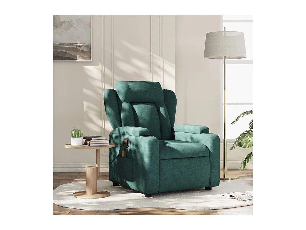 Sillón de masaje reclinable de tela verde oscuro