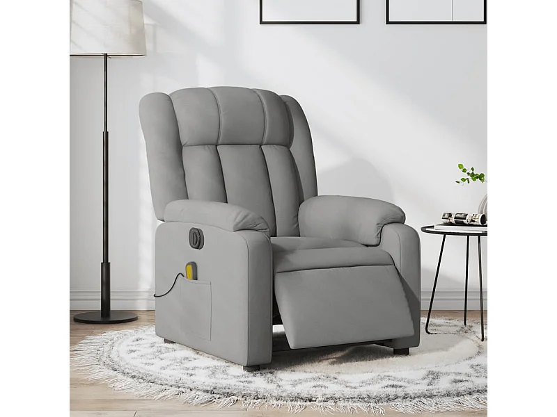 Fauteuil massant inclinable électrique gris clair tissu