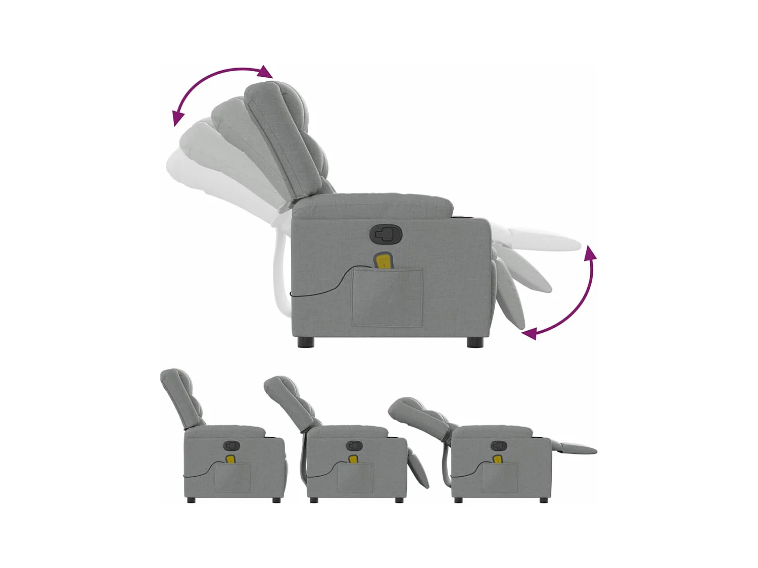 Fauteuil massant inclinable Gris clair Tissu