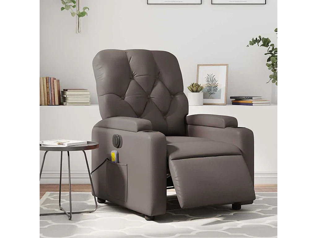 Fauteuil massant inclinable électrique marron similicuir