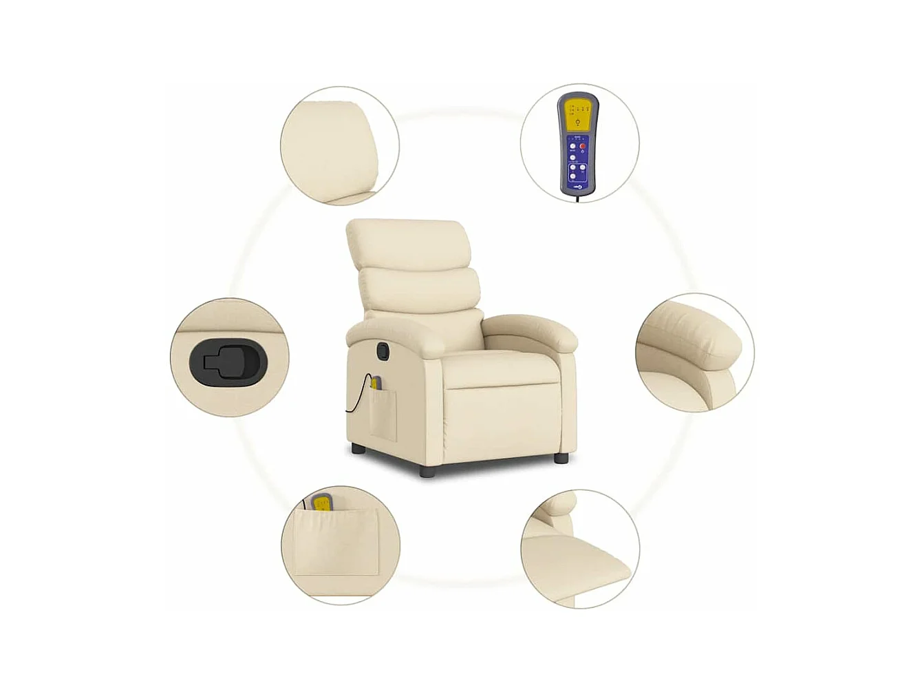Fauteuil massant inclinable Crème Tissu