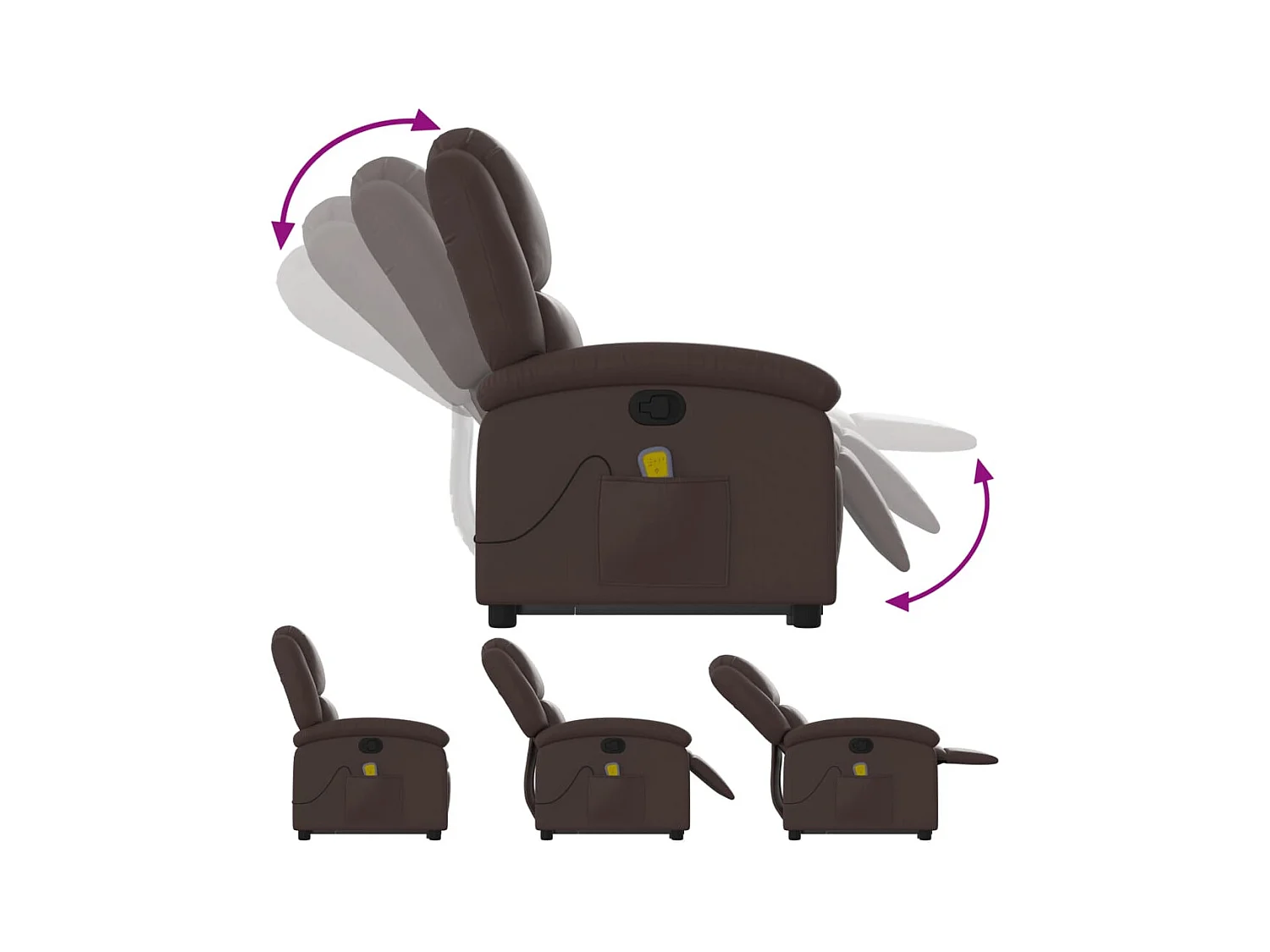 Fauteuil inclinable massant Marron Similicuir