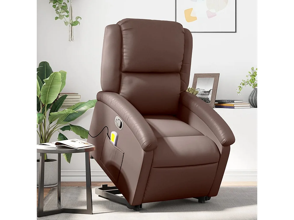 Fauteuil inclinable massant Marron Similicuir