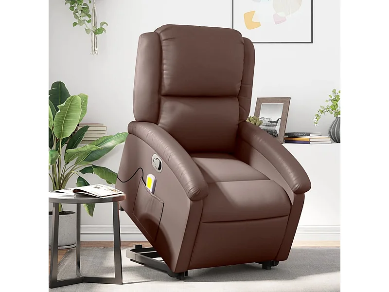 Fauteuil inclinable massant Marron Similicuir