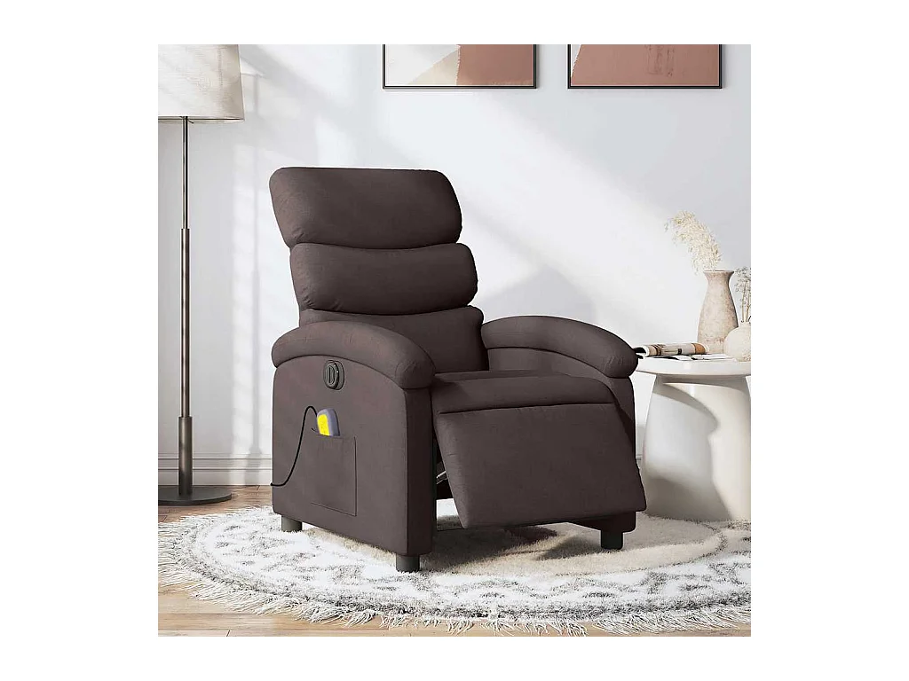 Fauteuil massant inclinable électrique Marron foncé Tissu