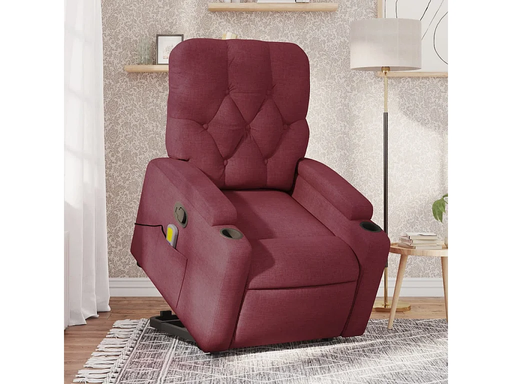 Fauteuil inclinable massant Rouge bordeaux Tissu