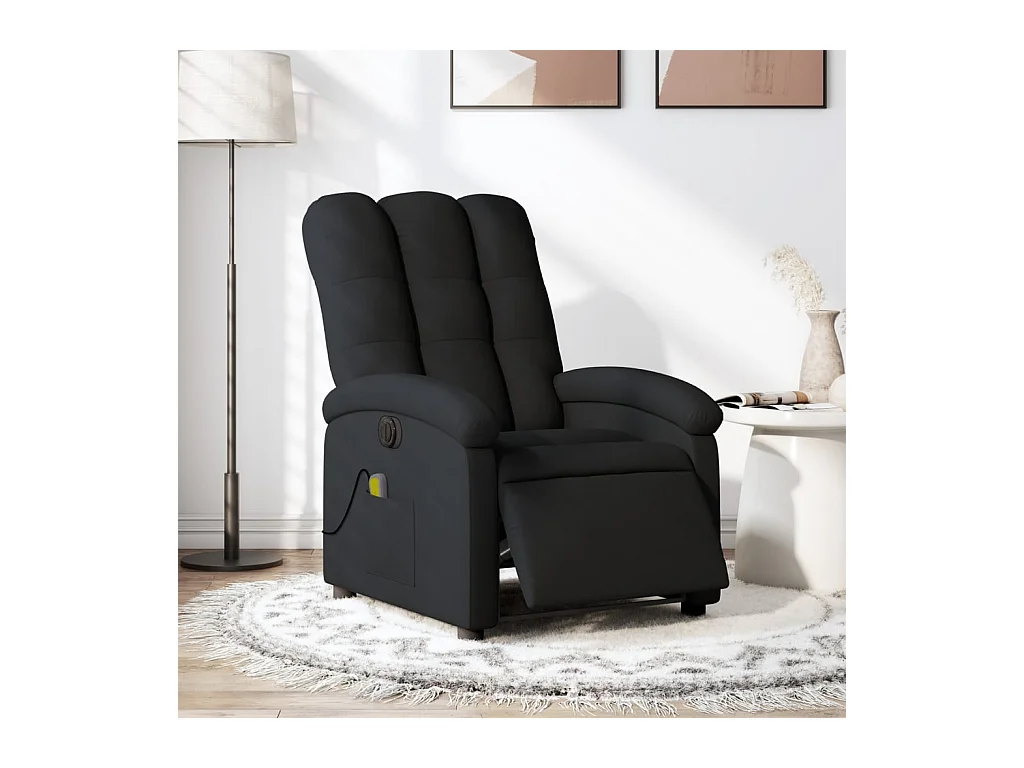 Fauteuil massant inclinable électrique Noir Tissu
