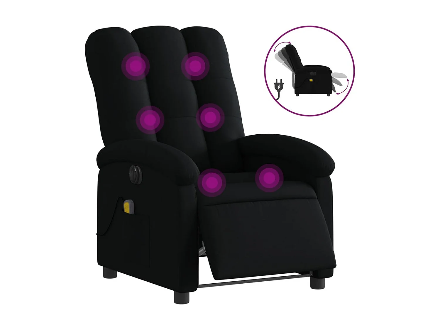 Sillón reclinable de masaje eléctrico tela negro