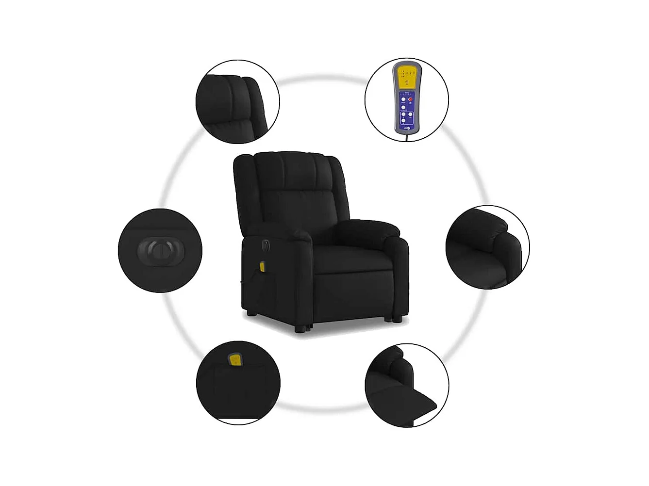 Fauteuil inclinable massant électrique noir similicuir