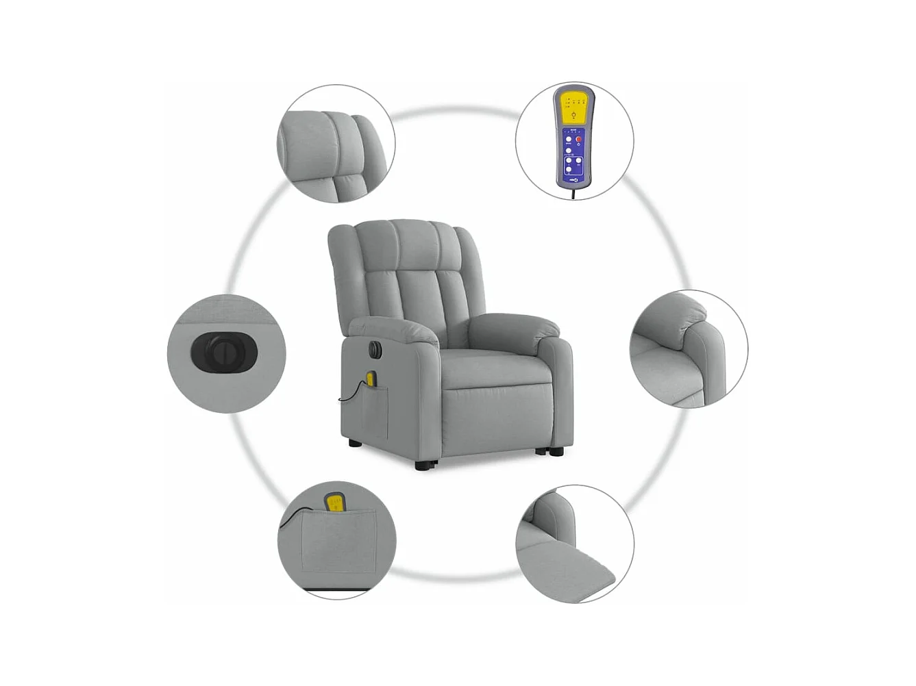 Fauteuil inclinable massant électrique Gris clair Tissu