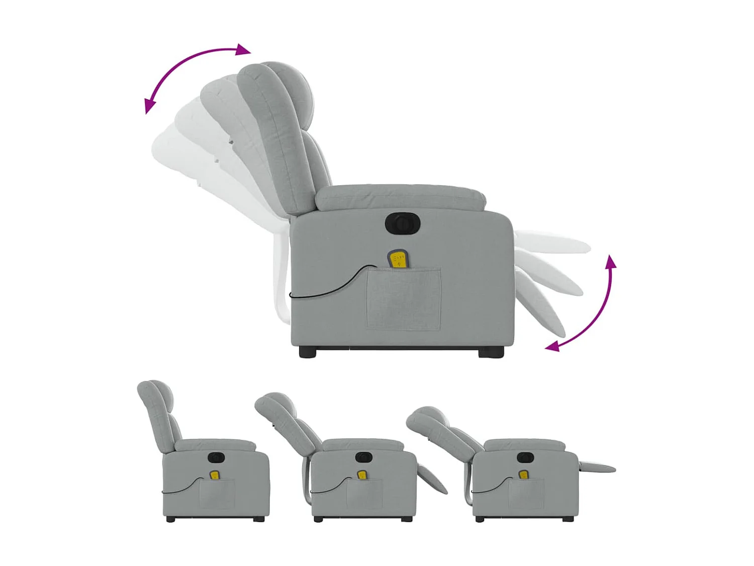 Fauteuil inclinable massant électrique Gris clair Tissu