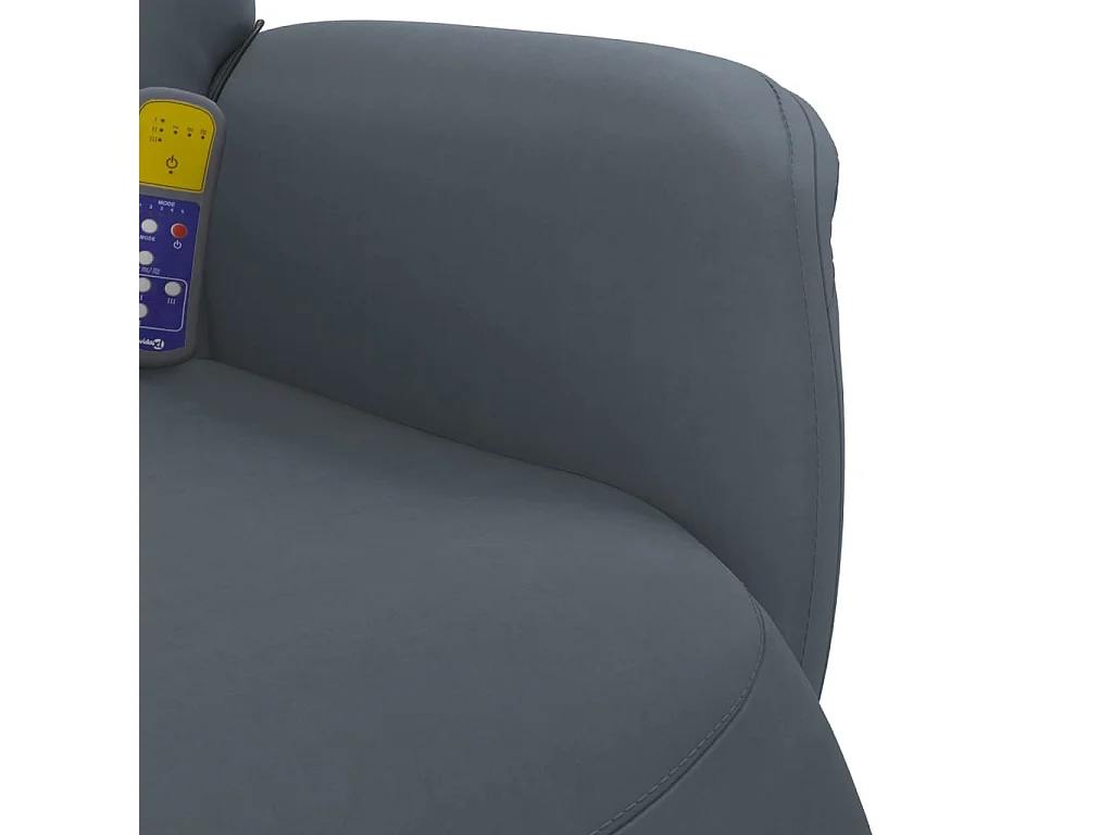 Fauteuil inclinable massant repose-pied gris foncé velours