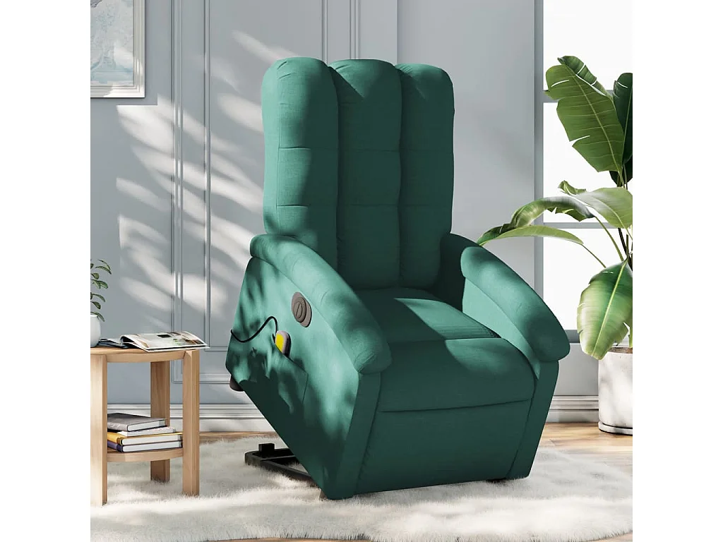 Fauteuil inclinable massant électrique Vert foncé Tissu