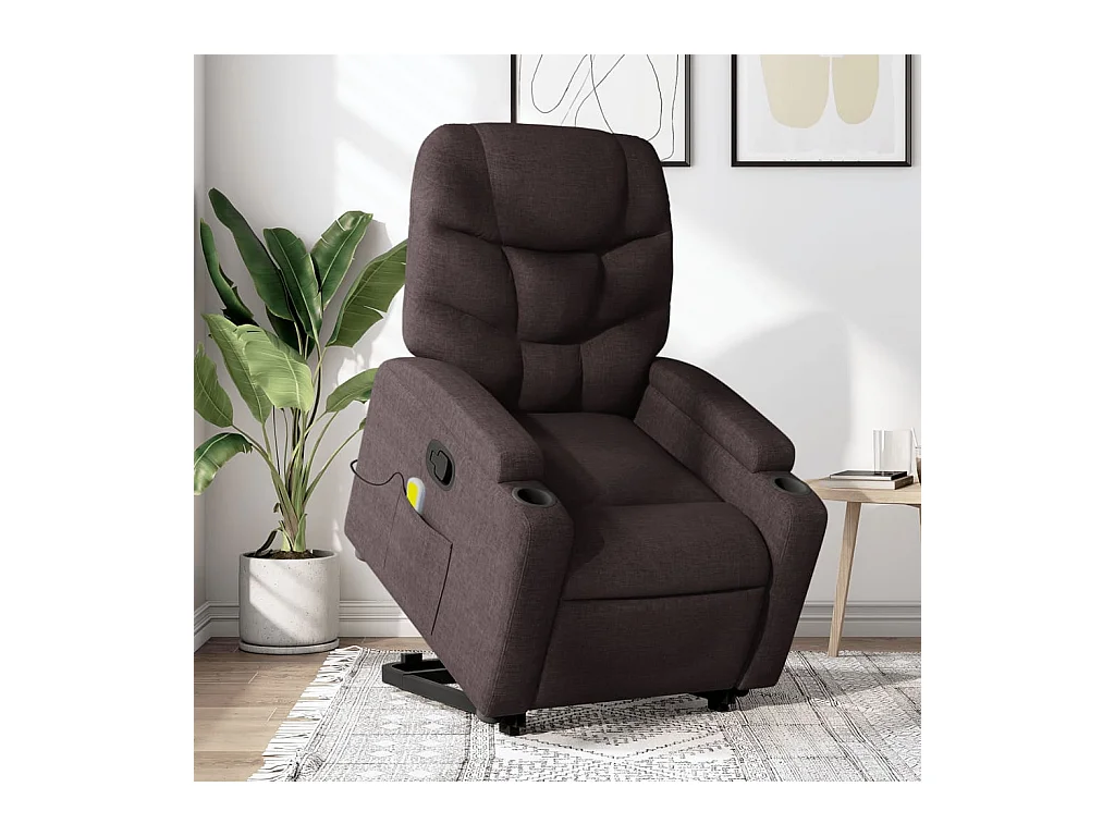 Fauteuil inclinable massant Marron foncé Tissu