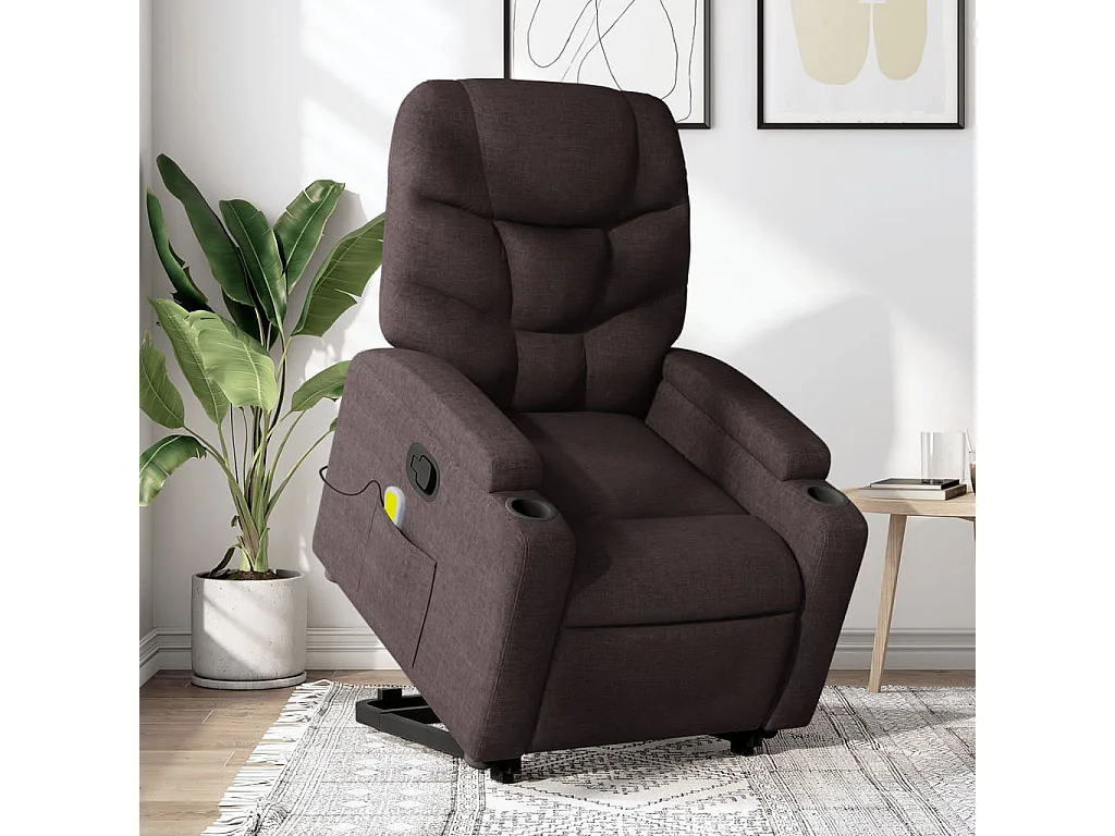 Fauteuil inclinable massant Marron foncé Tissu