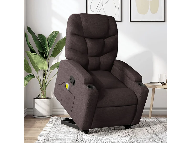Fauteuil inclinable massant Marron foncé Tissu