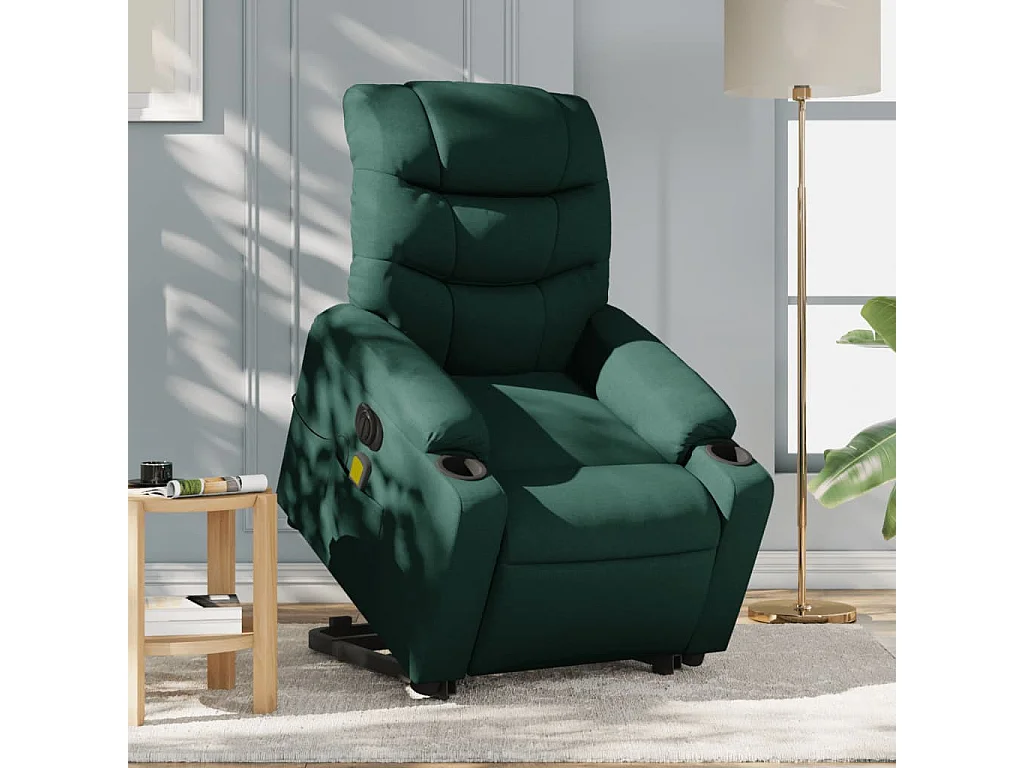 Fauteuil inclinable massant électrique Vert foncé Tissu