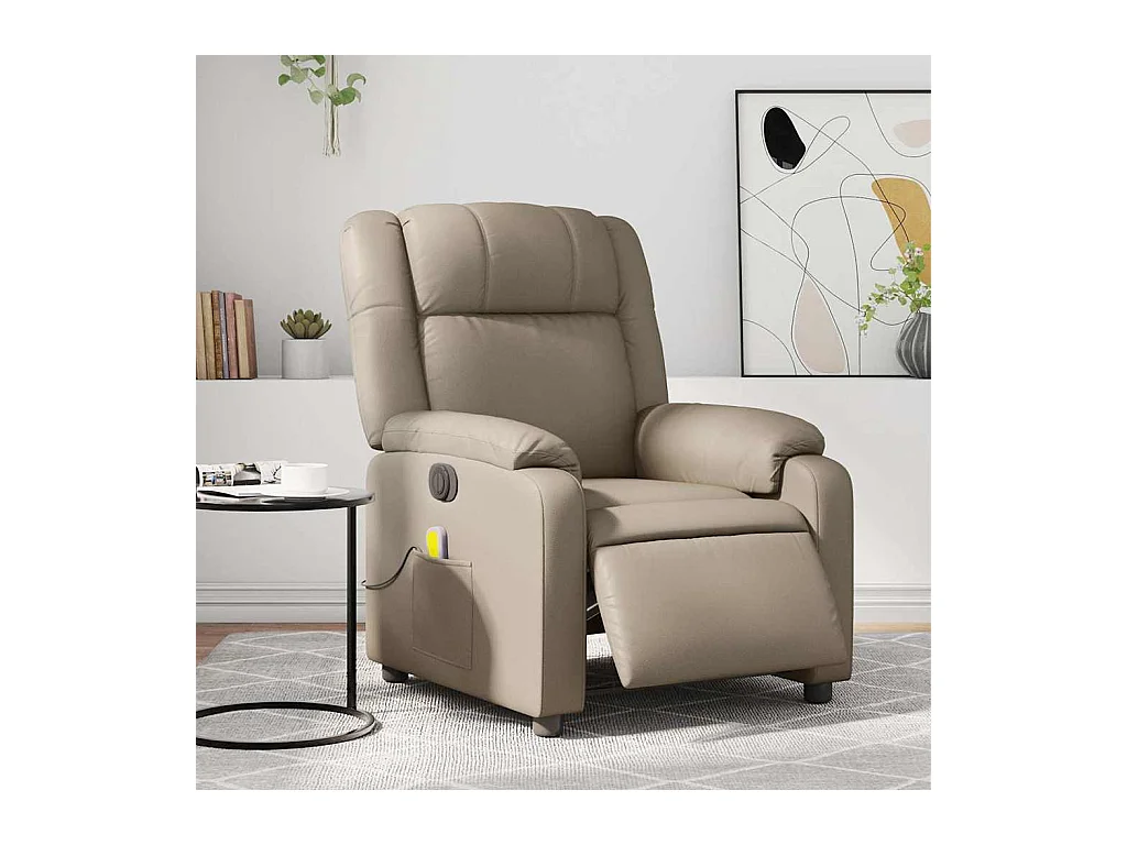 Fauteuil massant inclinable électrique cappuccino similicuir