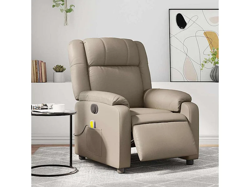 Fauteuil massant inclinable électrique cappuccino similicuir