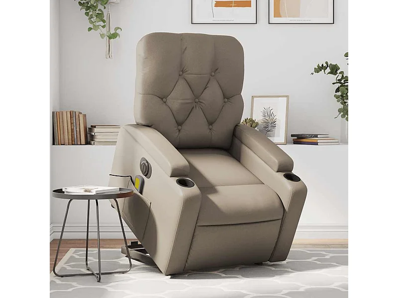 Fauteuil inclinable massant électrique cappuccino similicuir