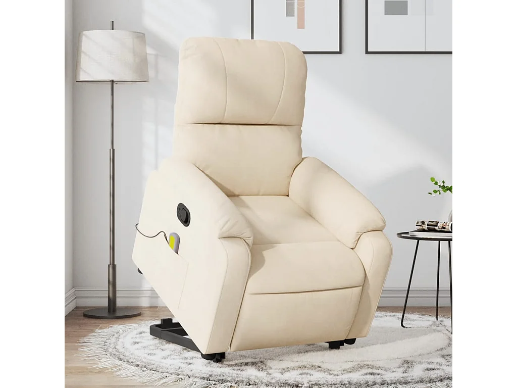 Fauteuil inclinable massant beige tissu microfibre