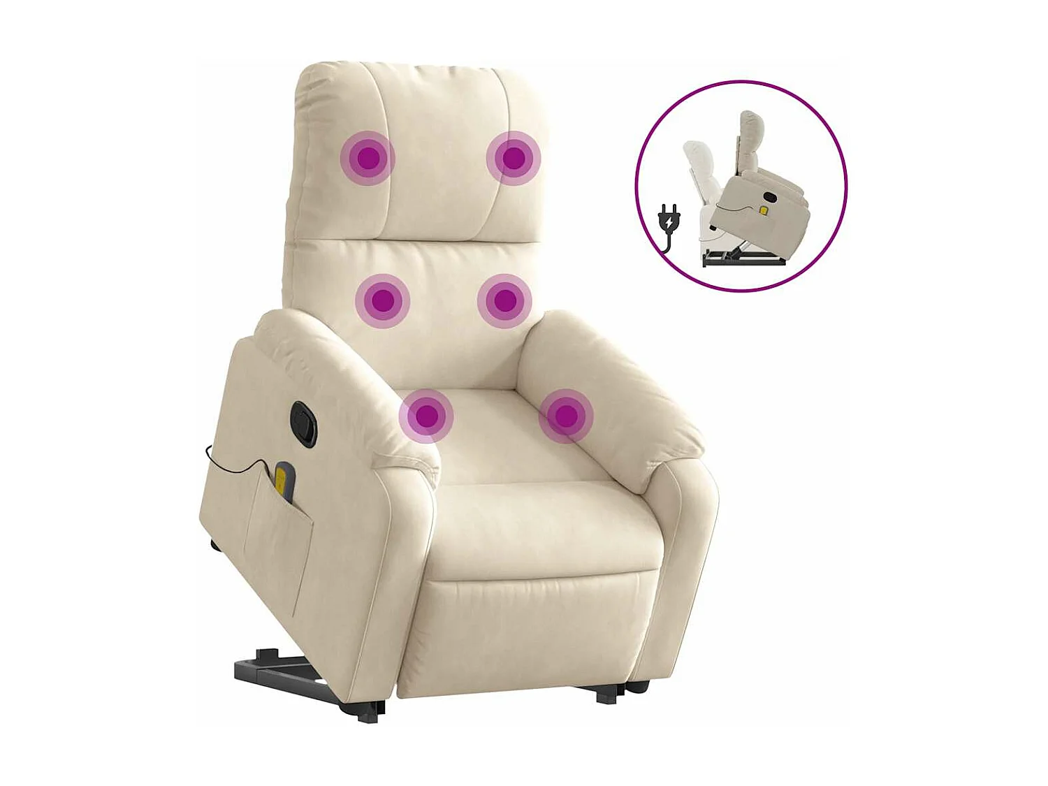 Fauteuil inclinable massant beige tissu microfibre