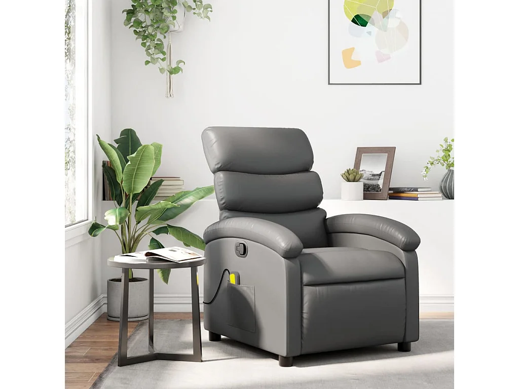 Fauteuil massant inclinable Gris Similicuir