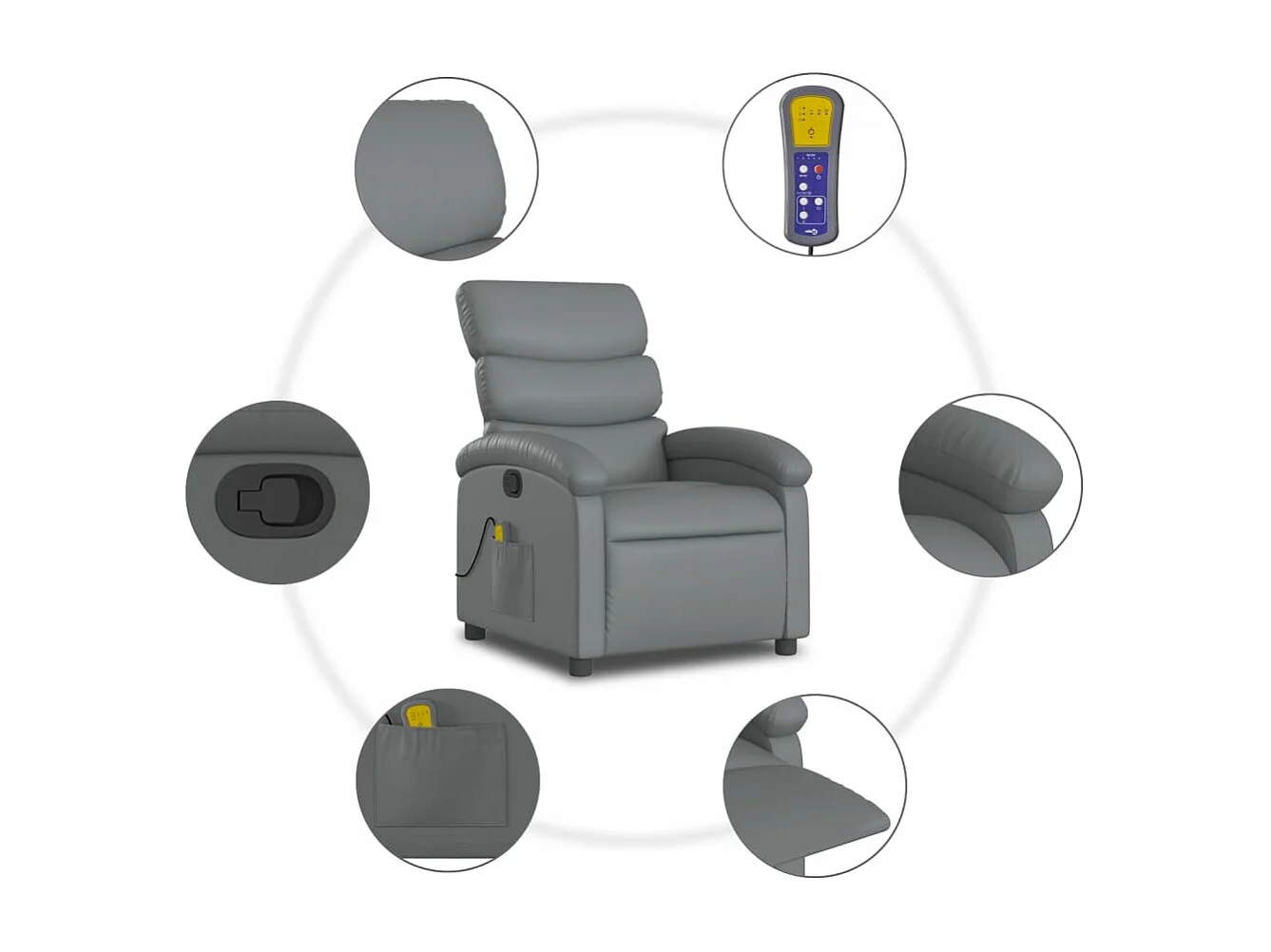 Fauteuil massant inclinable Gris Similicuir