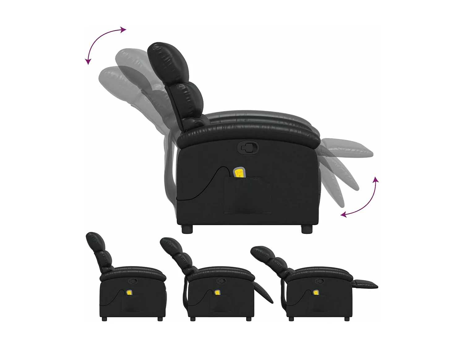 Fauteuil massant inclinable Noir Similicuir